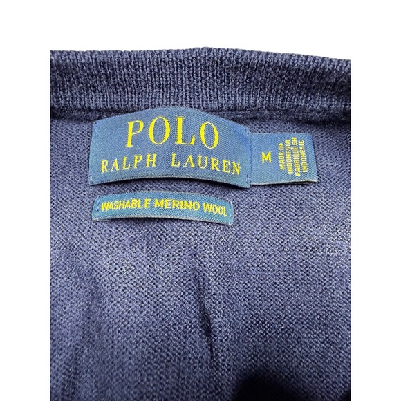 Polo Ralph Lauren Pullover Sweater Medium Blue Washable Merino Wool Crewneck - Picture 2 of 5